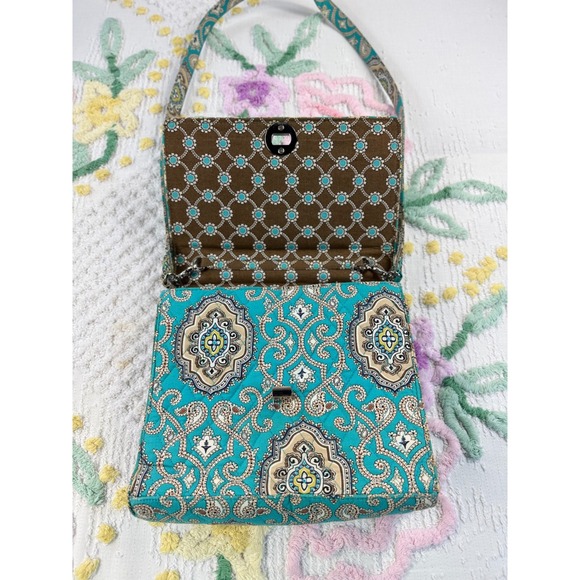 Vera‎ Bradley Shoulder Bag Teal Paisley Pattern Flap Top Closure - Picture 4 of 8